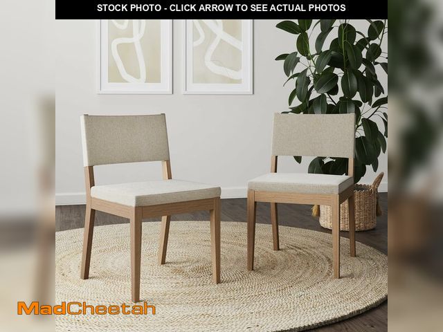 Lot 74-14203149 - Nathan James Linus Modern Upholstered Dining Chair with Solid Rubberwood Legs in a Wire-Brushed Brow...