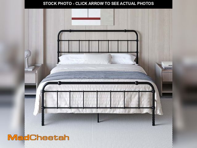 Lot 74-13657663 - King Size Victorian Style Metal Platform Bed Frame with 18 Inch High Storage, Easy Assembly, Sturdy ...