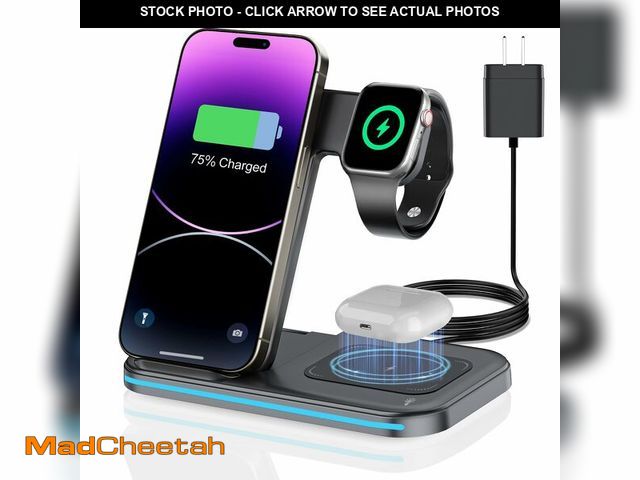 Lot 74-13576472 - Wireless Charger 3 in 1 Charging Station lPhone Fast Foldable Charging Stand for Multiple Devices wi...