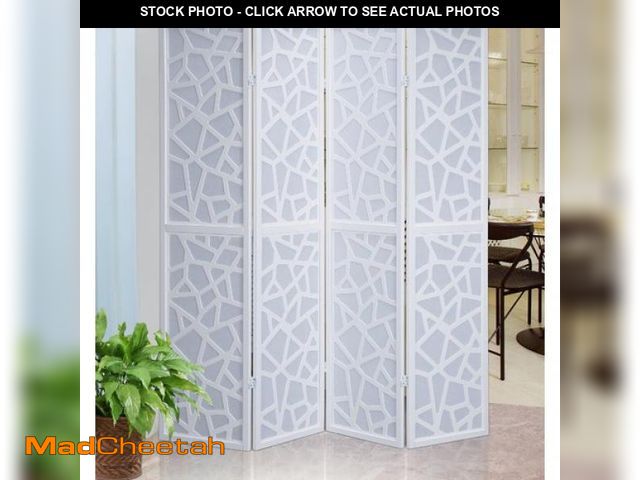 Lot 74-12406012 - Roundhill Furniture Giyano Rice Paper/Wood 4-Panel Screen Room Divider in White - UNUSED