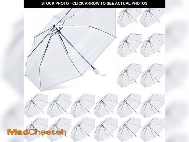 Lot 74-12046960 - 18 Pcs Clear Foldable Umbrellas Bulk Transparent Travel Umbrella Clear Umbrella Manual Open and Clos...
