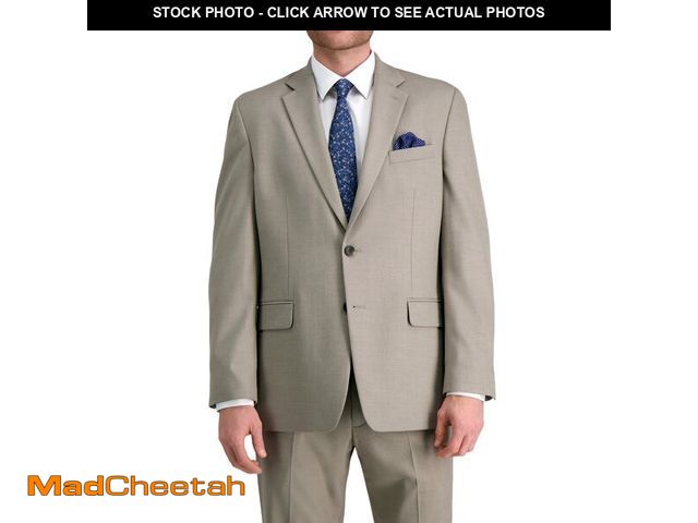Lot 74-12868343 - Haggar Mens Premium Stretch Solid Suit Separates - Pants &amp; Sport Jacket, Oatmeal, 46 US - UNUSED