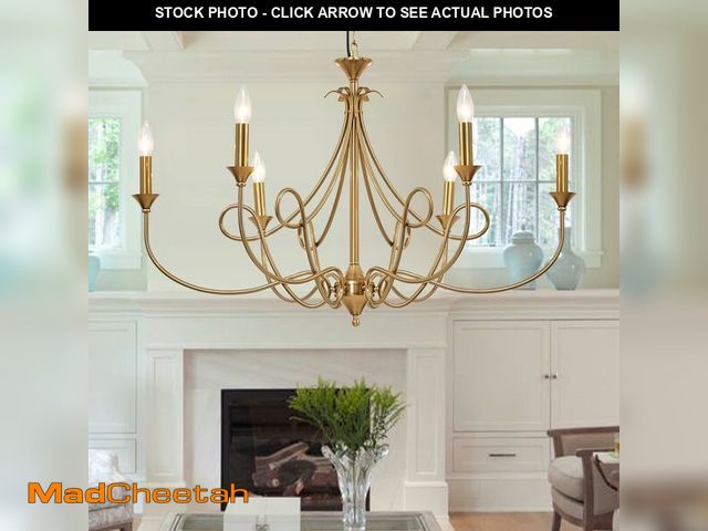 Lot 74-14368304 - Afirstcght 6-Light Modern Chandelier 36.6" Brass Candle Chandeliers Metal Gold Pendant Light Fixture...