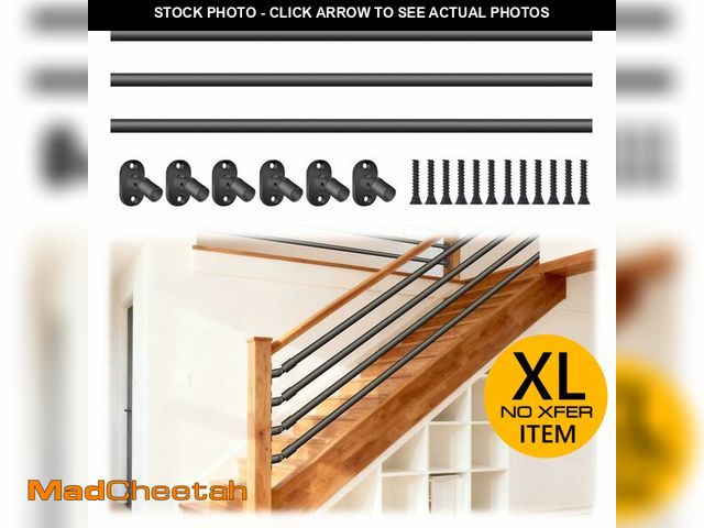 Lot 74-13645249 - Patavin 8 Foot x 1-inch Round Horizontal Bar Baluster for Stair Remodel- Wrought Iron Hollow Stairca...