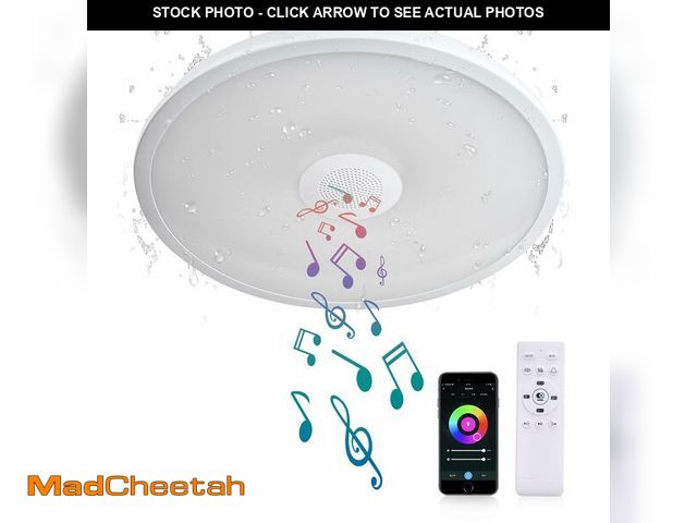 Lot 74-12600447 - ASALL Smart Waterproof LED Flush Mount Ceiling Light Fixture,11 inch 18W,with Bluetooth Speaker,RGB ...