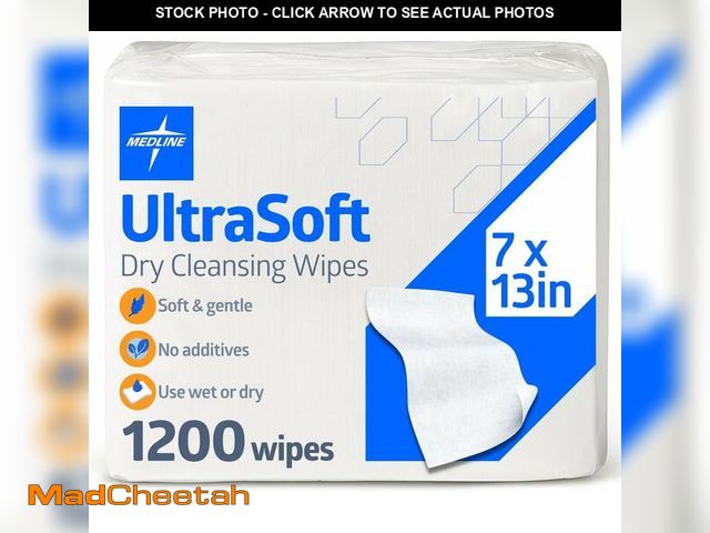 Lot 74-14581978 - Medline Ultrasoft Dry Baby Wipes, Gentle Disposable Cleansing Cloths, 1,200 Count, Dry Wipe Size is ...