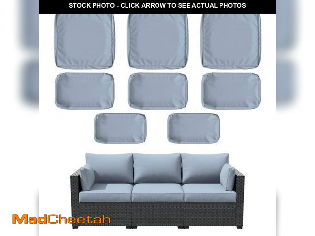 Lot 74-12424756 - Kimunuk 8-Piece 25.6 in. Outdoor Replacement Lounge Cushion Covers Sky Blue - UNUSED
