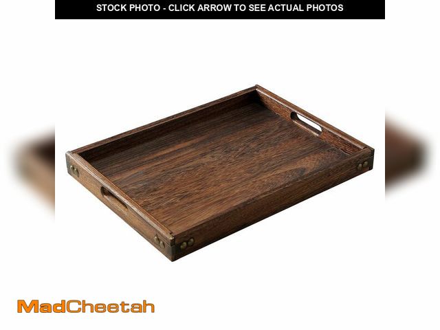 Lot 74-13631974 - Wood Serving Tray with Handles,Farmhouse Wooden Tray for Ottoman,Decorative Serving Trays Platter fo...