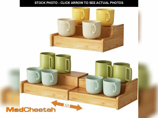 Lot 74-12454587 - Hongtamoya 2-Tier Expandable Coffee Mug Holder, Countertop Station Bamboo Mug Cup Rack Coffee Bar Or...