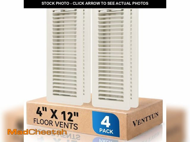 Lot 74-14303545 - VENTYUN 4" x 12" Floor Register Vent Covers 4-Pack, Walkable Powder-Coated Metal Vent Covers with Ad...