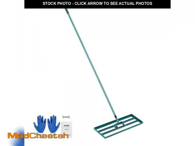 Lot 74-12518067 - VEVOR Lawn Leveling Rake 30 in. x 10 in. Level Lawn Tool Heavy-duty Lawn Leveler with 78 in. Steel E...