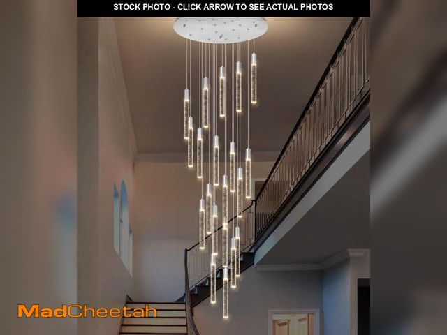 Lot 74-12488635 - HAIXIANG W24 x H157 Glam Chandelier Bubble Crystal Ceiling Chandeliers Remote Dimmable LED Light Hig...