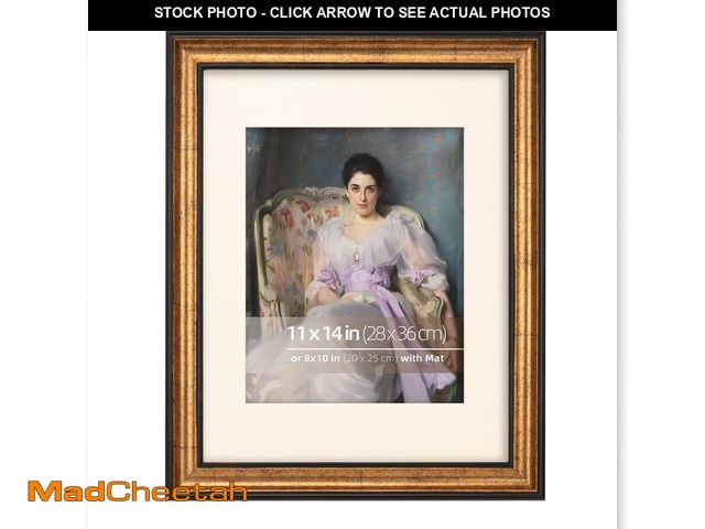 Lot 74-13949238 - DUCIHBA 11x14 Antique Gold with Dark Brown Border Trim Wood Ornate Vintage Classic Picture Frame, Wi...