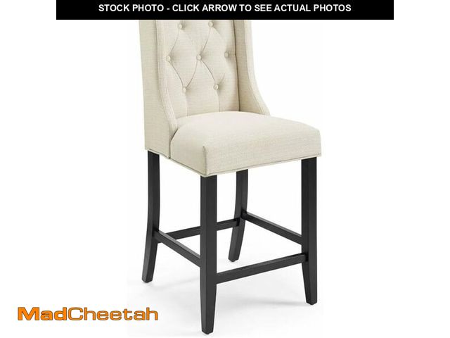 Lot 74-13331635 - Modway Baronet Tufted Button Upholstered Fabric Counter Stool, Beige 19.5 x 21 x 42 - UNUSED