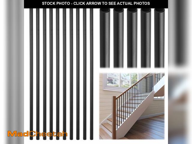 Lot 74-13580393 - Patavin Iron Stair Balusters 5/8" Round 44" Long - 50-Pack Hollow Wrought Iron Plain Spindles for Cl...