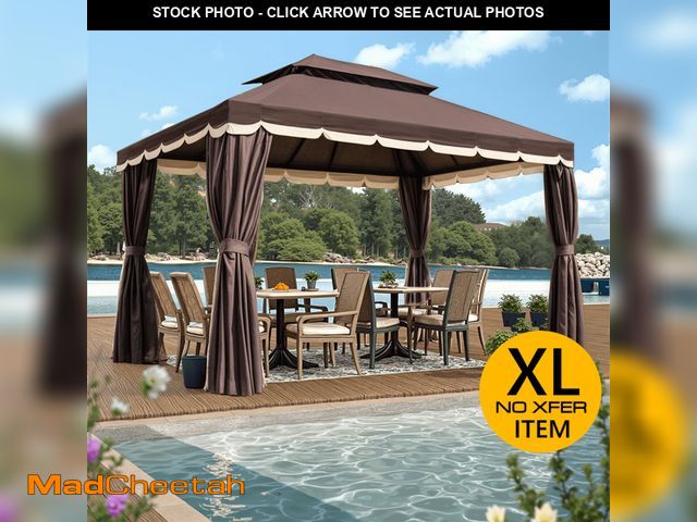 Lot 74-12668895 - Grezone 10Ã13 FT Deluxe No Screws Gazebo,Double Roof Outdoor Shelter Tent with Mosquito Nettings an...