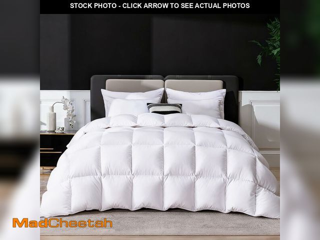 Lot 74-13571387 - LESNNCIER Goose Feather Down Fiber Comforter King Size, Ultra Soft Medium Warm Duvet Insert, All Sea...