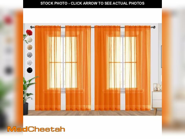 Lot 74-14064824 - SpaceDresser Orange Sheer Curtains 4 Panels Rod Pocket Semi-Sheer Curtain 45 Inches Long Light Filte...