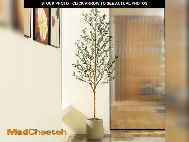 Lot 74-12779495 - DR.Planzen 7ft Artificial Olive Tree Indoor, Tall Faux Olive Tree, Artificial Plants with Natural Wo...
