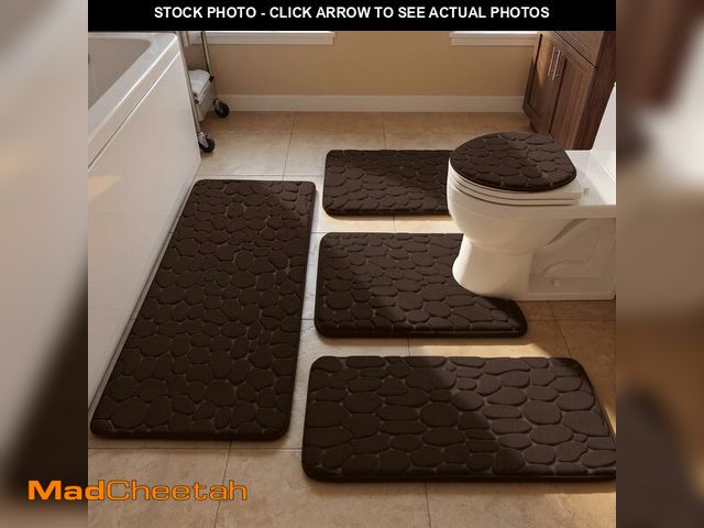 Lot 74-13583626 - YIHOUSE Bathroom Rugs Mat Set 5 Piece Brown, Memory Foam Bath Mats Sets, Non Slip Water Absorbent Wa...