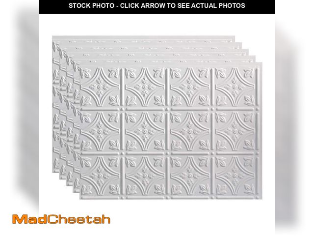 Lot 74-14363644 - 18 in. x 24 in. Traditional #1 Matte White Vinyl Backsplash Panel (Pack of 5) - UNUSED