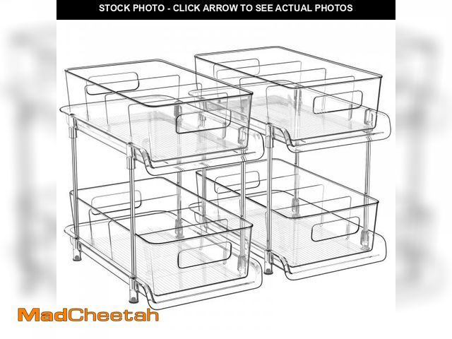 Lot 74-12307746 - HIHEGD 2-Tier Bathroom Organizer with Dividers, Clear Under Sink and Pull-Out Cabinet Organizer for ...