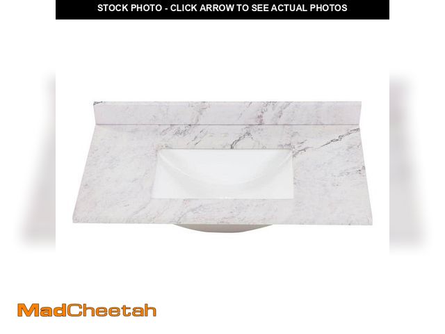 Lot 74-12641833 - Home Decorators Collection 37 in. W x 22 in. D Engineered Stone Composite White Rectangular Single S...