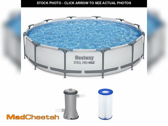 Lot 74-13122693 - Bestway Steel Pro MAX 12' x 30" Above Ground Pool, Round Metal Frame Outdoor Swimming Pool Set with ...