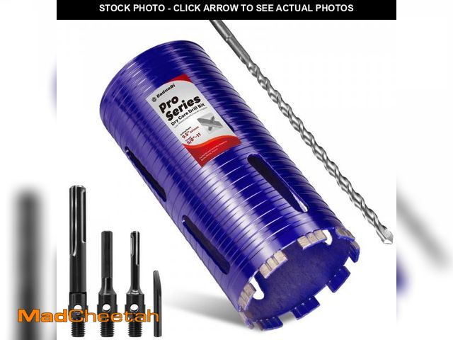 Lot 74-12113366 - DaduoRi 4-1/2" Pro Dry Core Drill Bit with Pilot Bit &amp; 3 Adapters (SDS Plus/SDS Max/1/2 Hex), Up...