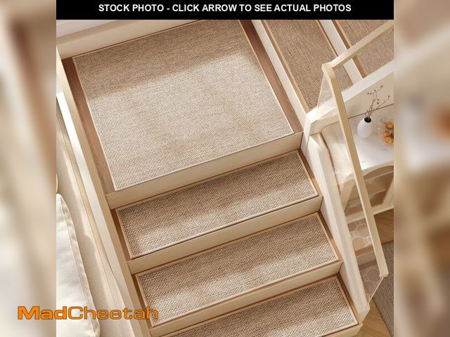 Lot 74-12499405 - Deerly 15pcs Stairs Treads and 1 Landing Carpet, Breathable Linen Stair Carpet Non Slip for Wooden S...