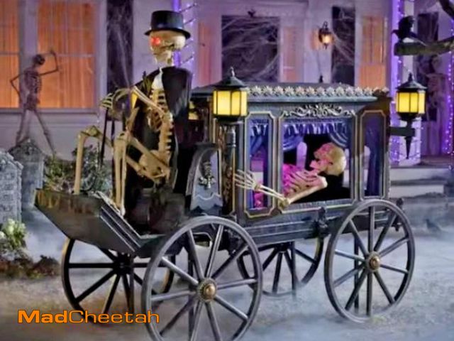Lot 74-12519275 - Home Accents Holiday 5 ft. Grave &amp; Bones Animated LED Hearse - UNUSED