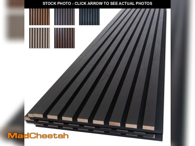 Lot 74-12297317 - NeatiEase Wood Slat Wall Panels, 4-Piece 96" x 12.6", Soundproof &amp; Noise Cancelling, Acoustic Wa...