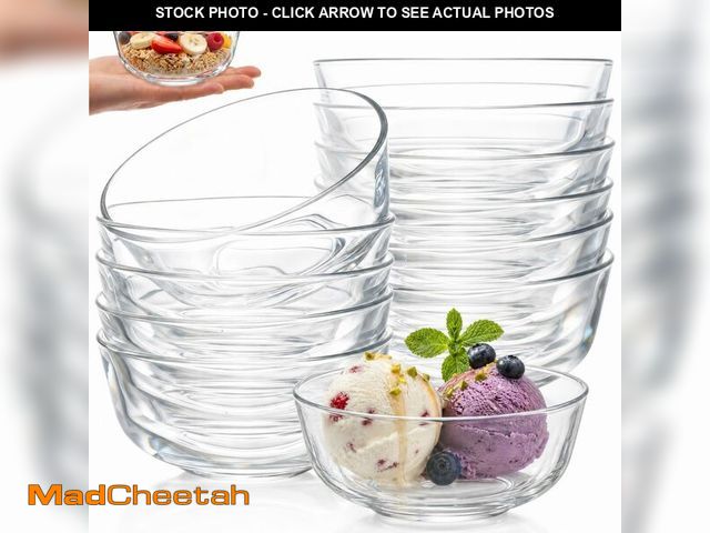 Lot 74-14478876 - Nagpew 12 Pieces Small Glass Bowl Set, 10 oz Clear Prep Dessert Bowls - UNUSED