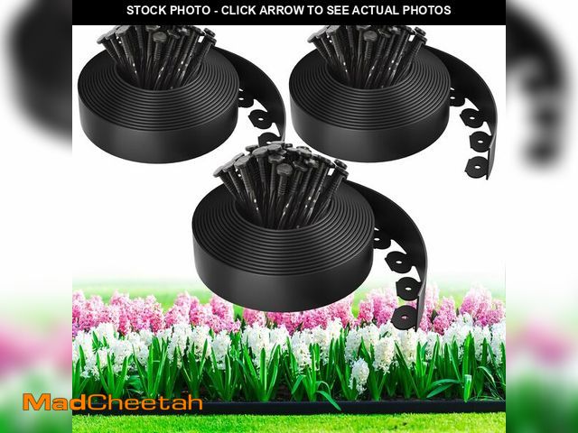 Lot 74-12708058 - 100ft,1.5in Tall Landscape Edging Kit with 150 Spikes, No-Dig Flexible Plastic Edge Border for Lands...