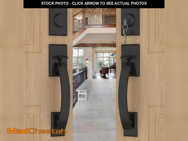 Lot 74-12115241 - goldenwarm Double Front Door Lock Set, Black Double Door Handle with Dummy, Double Front Door Hardwa...