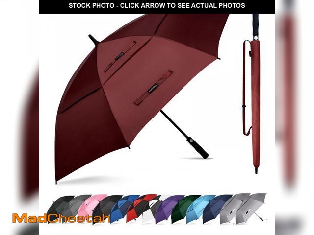 Lot 74-12140592 - Trenovo 47/54 Inch Ventilated Double Canopy Windproof Stick Umbrellas for Rain, Automatic Open Golf ...