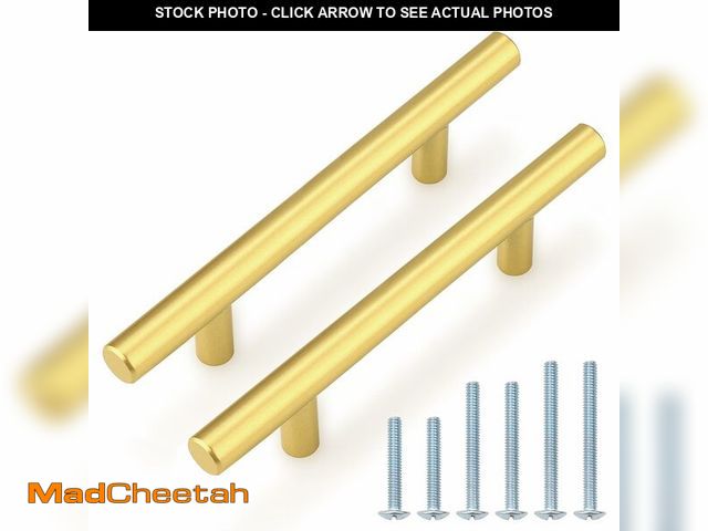 Lot 74-12504595 - Probrico 10 Pack 4 Inch Center-to-Center Kitchen Cabinet Pulls T Bar Gold Cabinet Handles Modern Dra...