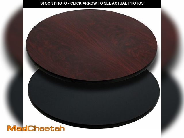 Lot 74-14581825 - Flash Furniture 36" Round Reversible Table Top, Black/Mahogany - UNUSED
