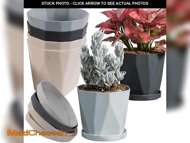 Lot 74-14060640 - InmeRun Plant Pots Indoor Plastic Flower Pots Outdoor 7 inch Set of 6 Pack with Drainage Holes and S...