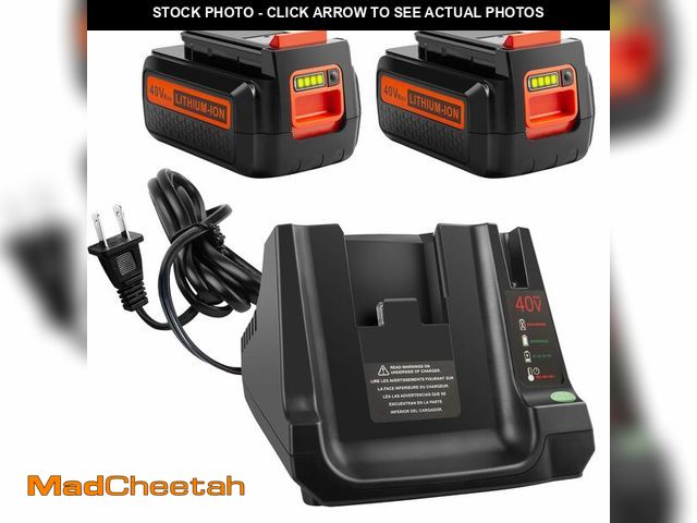 Lot 74-12697428 - 3000mAh 40V Lithium Battery Replacement for Black and Decker, 2 Pack Battery and 1 Charger Combo Com...