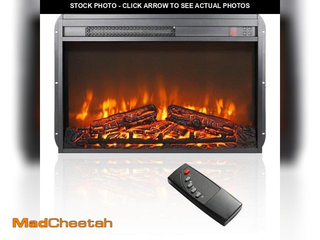 Lot 74-13099004 - ToolCat 26 in. W x 17.5 in. H 400 sq. ft. Electric Fireplace Insert with Remote Control, Timer, Over...