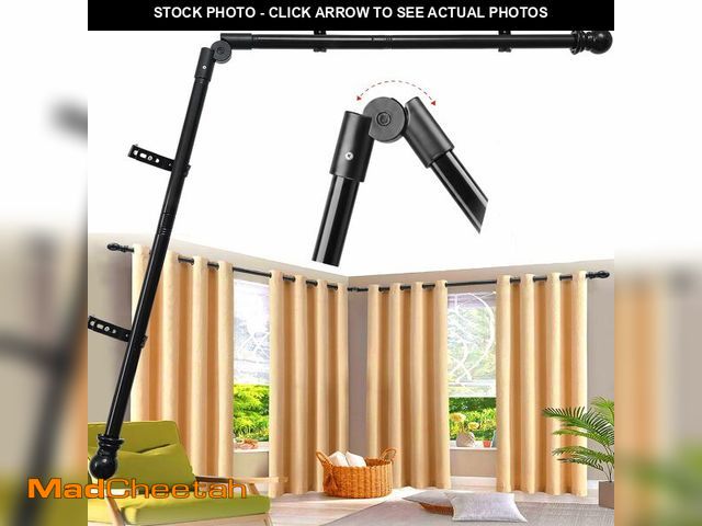 Lot 74-13948725 - Corner Curtain Rod for Windows - L Shaped 30 to 136 Inches Adjustable,1 Inch Heavy Duty Corners Wind...