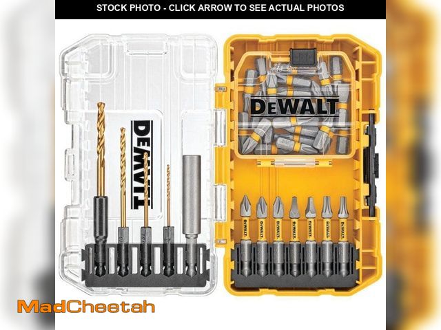Lot 74-13784503 - DEWALT Driving Bit and Black Oxide Drill Bit Set with Right Angle Adapter and Tough Case (40-Piece) ...