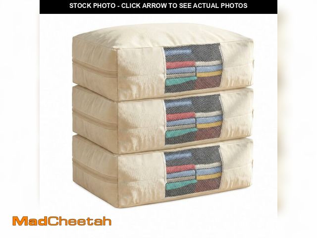 Lot 74-14205360 - 3 Pcs Cotton Sweater Storage Bag, 20"x14"x5" Fits 8 Sweaters Large Capacity Closet Organizer Bag wit...