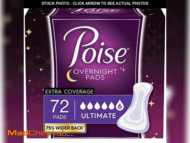 Lot 74-12400056 - Poise Overnight Incontinence &amp; Postpartum Pads for Bladder Leaks, 8 Drop Extra Coverage, 72 Coun...