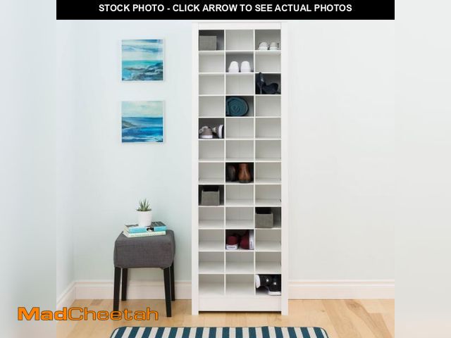 Lot 74-12249875 - Space-Saving Shoe Storage Cabinet by Prepac Manufacturing in White - UNUSED