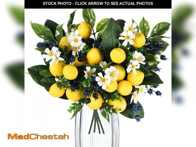 Lot 74-12307091 - Giegxin 12 Packs 12.9 inch Artificial Lemon Blueberry Branches with Lemon Blueberry and Green Leaves...
