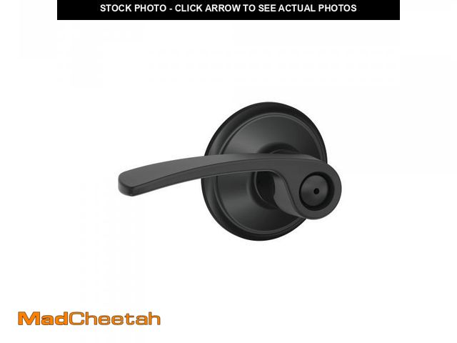 Lot 74-12120613 - Schlage F40 MER 622 Merano Door Lever, Bed &amp; Bath Privacy Lock, Matte Black - USED