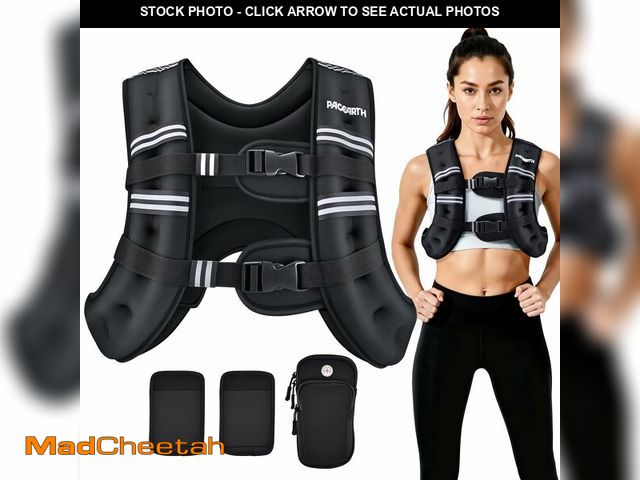 Lot 74-13546961 - PACEARTH Weighted Vest, 6lb/12lb/16lb/20lb/25lb/30lb Weight Vest with Reflective Stripe, Body Weight...