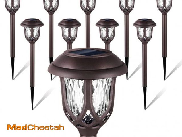 Lot 74-12512381 - 10 Pack Solar Lights Outdoor Decorative, Solar Pathway Lights Outdoor, Solar Powered Garden Yard Lig...